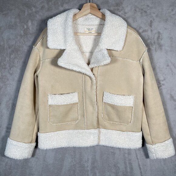 Marine Layer Quebec Sherpa Jacket XS Faux Suede Faux Shearling 70s Yellowstone - Picture 3 of 14